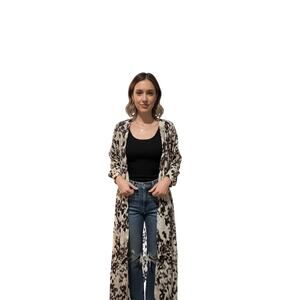 INTROPIA Womens Abstract Print Long Duster Kimono Cardigan Top Size 34